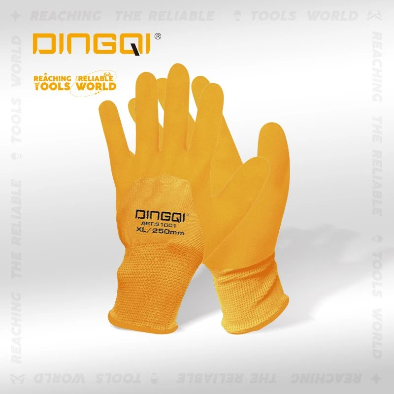 Építőipari gumi tenyérbevonatú nylon kesztyű